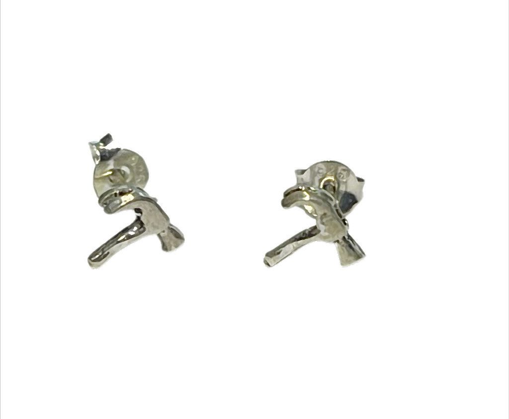 Paar Ohrstecker „CraftHammer“ Zimmermannshammer – 925er Silber – ca. 7 x 7 mm