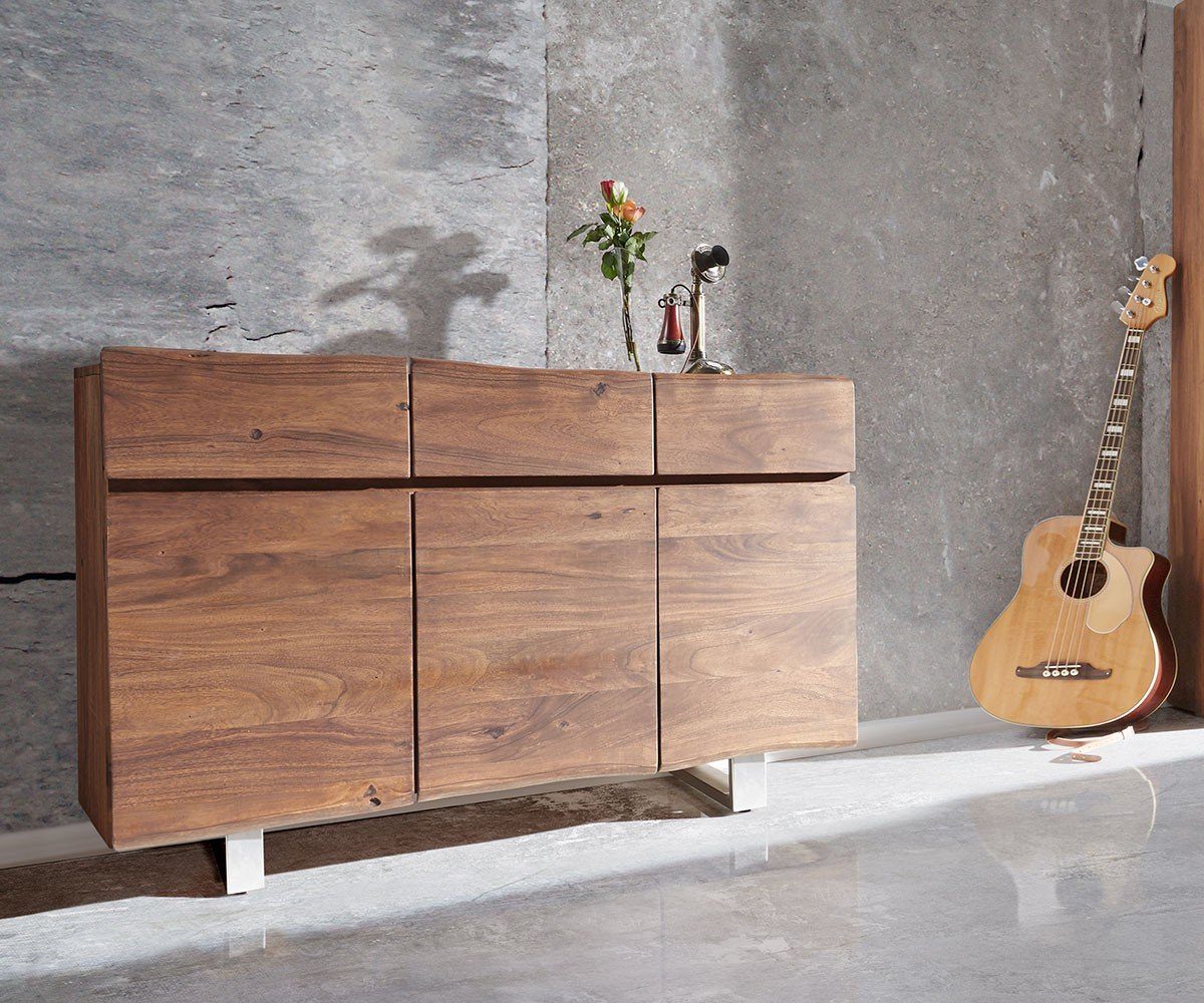 DELIFE Sideboard Live-Edge, Akazie Braun 147 günstig online kaufen