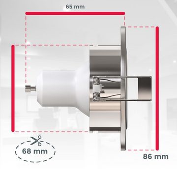 B.K.Licht LED Einbaustrahler 6er SET Einbauleuchten 86mm flach dimmbar Einbaumaß 68mm - 10-04-06-S, Dimmfunktion, LED wechselbar, Warmweiß, 3000K Einbauspots schwenkbar 5,5W 400lm GU10 Leuchtmittel matt-Nickel