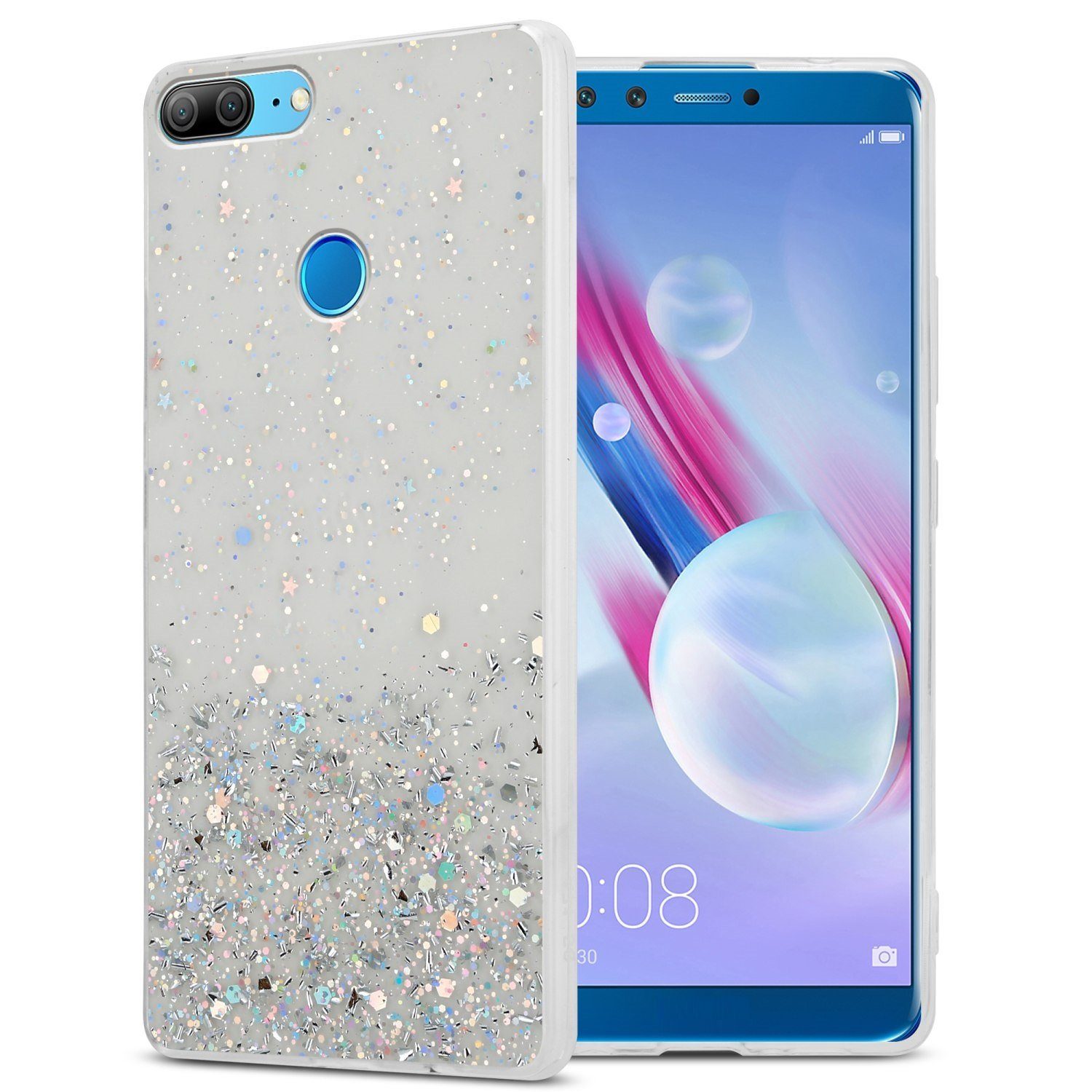 Cadorabo Handyhülle Honor 9 LITE Honor 9 LITE, Flexible TPU Silikon Handy Schutzhülle - Hülle - mit Glitzer