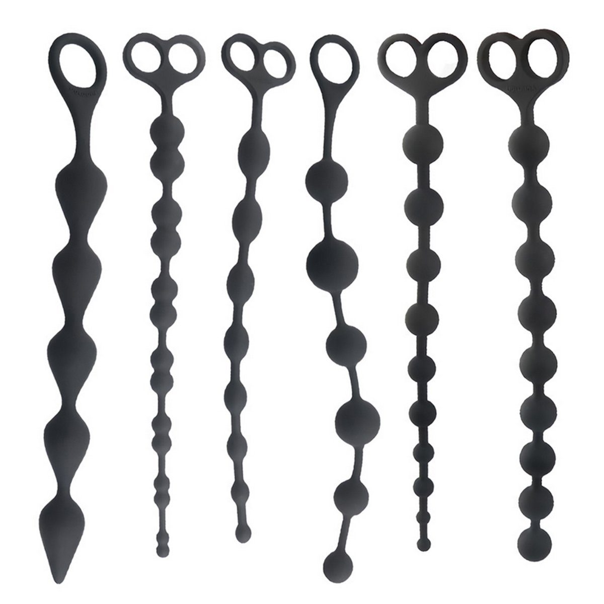 TPFSecret Analkette für Männer und Frauen, ergonomische große 31,5cm Anal Perlen Kette, mit 9 Kugeln und Rückholschlaufe - Farbe: Schwarz