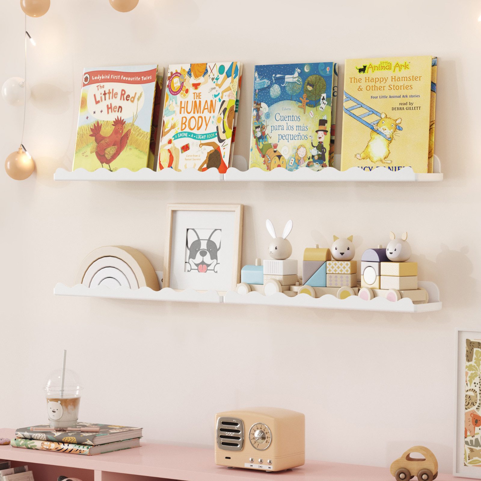 Lifewit Wandregal Kunststoff Kinder Bücherregal, 38 cm Hängeregal für Wandm günstig online kaufen