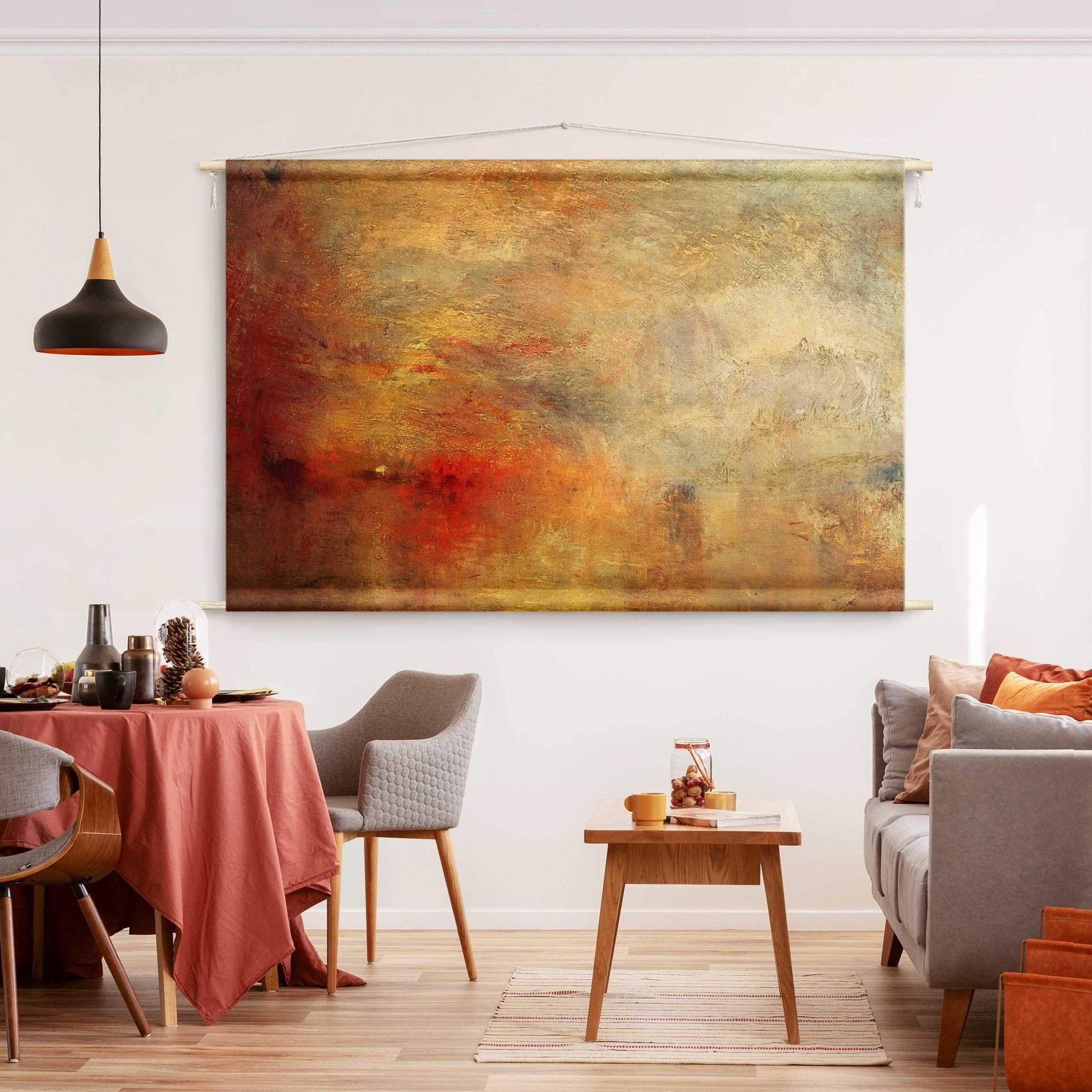 Bilderdepot24 Wandteppich modern William Turner Abstrakt orange, rechteckig, Höhe: 2.6 mm, großes Wandbild aus Natur-Baumwolle Wandbehang Stoffbild Tuch Wollseil