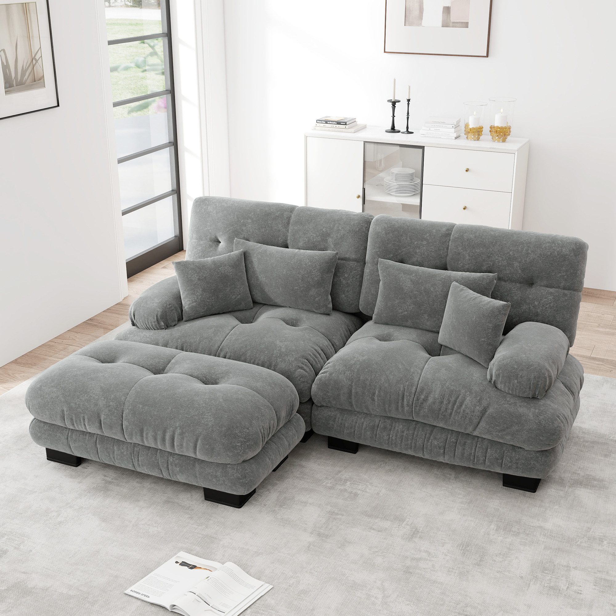 Odikalo 2-Sitzer Schlafsofa Polstersofa Ecksofa, Cloud Ecksofa für Wohnzimm günstig online kaufen