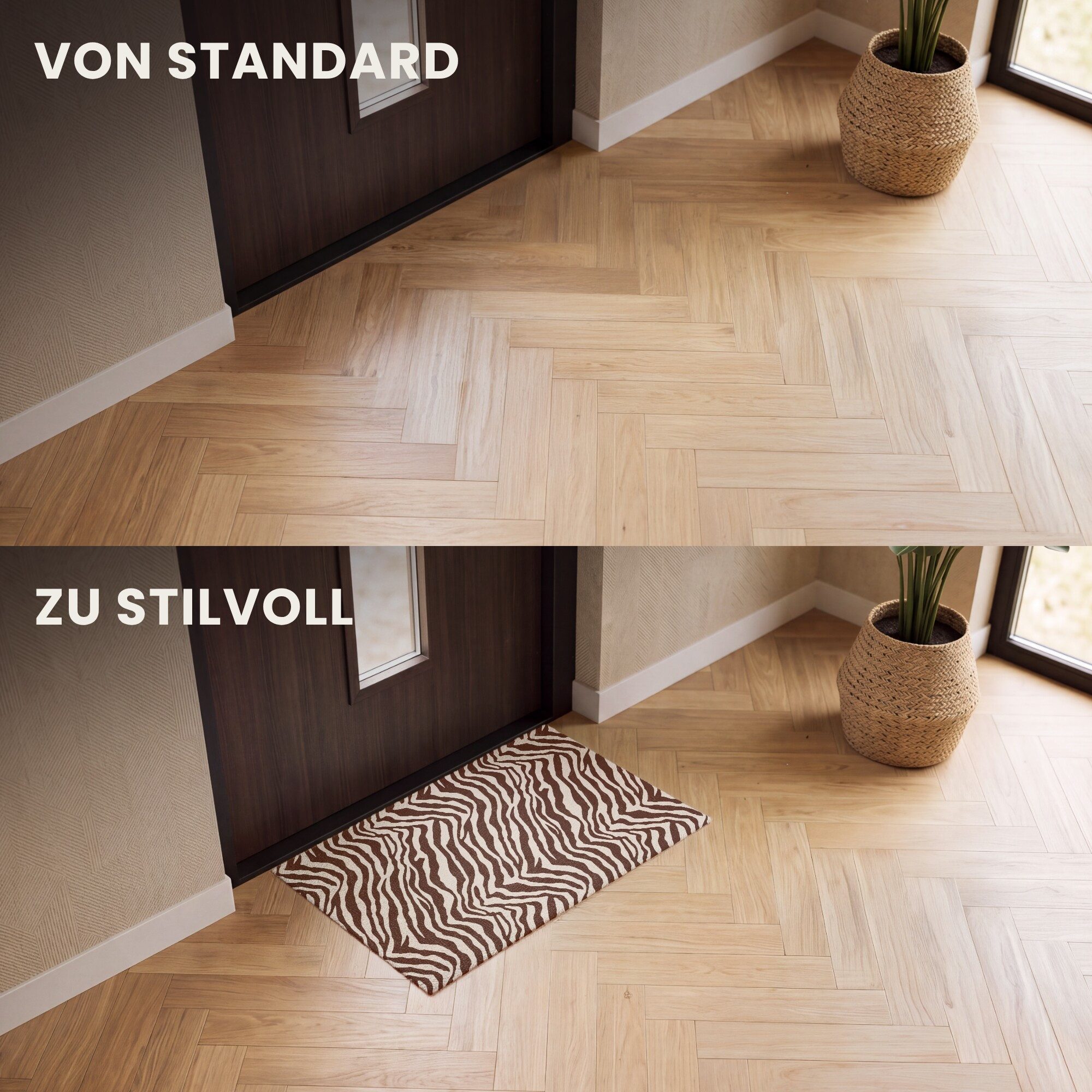 MuchoWow Fußmatte Zebra - Muster - Schwarz - Weiß, Rechteckig, innen Schmutzfangmatte, Tür, Schmutzfänger Flur, Teppich 60x40 cm – Bild 3 von 5