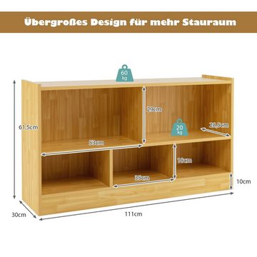 COSTWAY Bücherregal, Spielzeugschrank, 2 große Fächer & 3 kleine Fächer