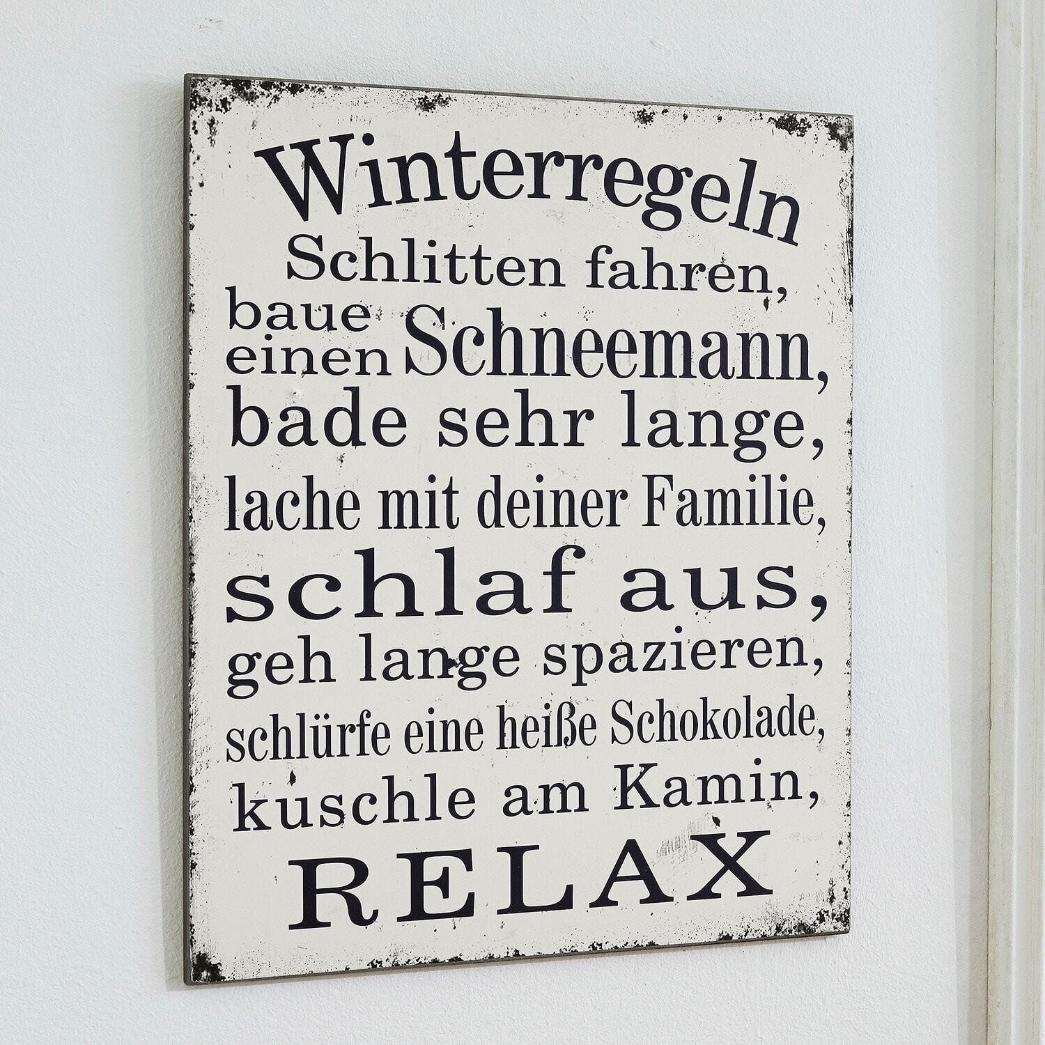 Mirabeau Weihnachtsfigur Dekoboard Winterregeln antikweiß (kein Set, kein Set)
