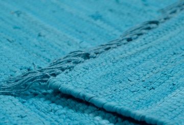 Teppich Happy Cotton, THEKO, rechteckig, Höhe: 5 mm, Handweb Teppich, Flachgewebe, reine Baumwolle, handgewebt, mit Fransen