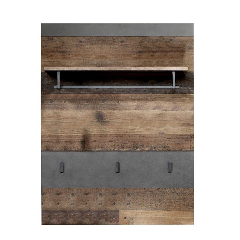 trendteam Garderobenpaneel Indy Old Wood Grau / Braun, Garderobe Kleidersta günstig online kaufen