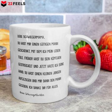 22Feels Tasse Schwiegermama Geschenk von Schwiegertochter Schwiegermutter Hochzeit, Keramik, Made in Germany, Spülmaschinenfest