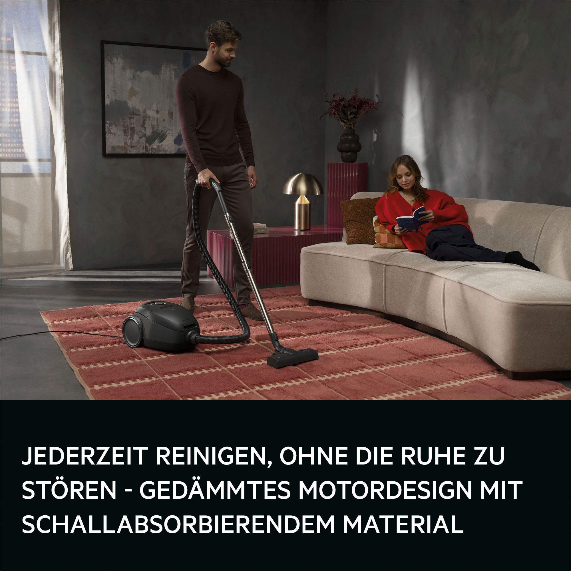 AEG Bodenstaubsauger VX83-2EBR, 750 W, mit Beutel, Leise 64 dB & kraftvolle Reinigung mit HEPA auf Hart‑ & Teppichböden