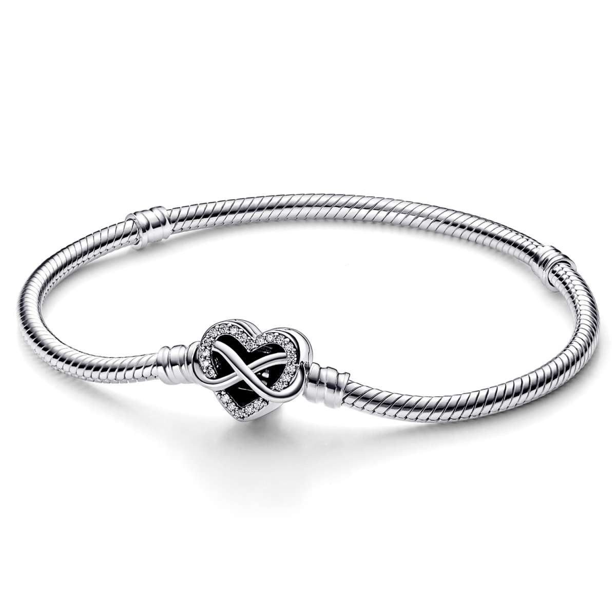 Pandora Silberarmband 592645C01, Damenarmband Silber Funkelndes Unendlichkeits-Herz