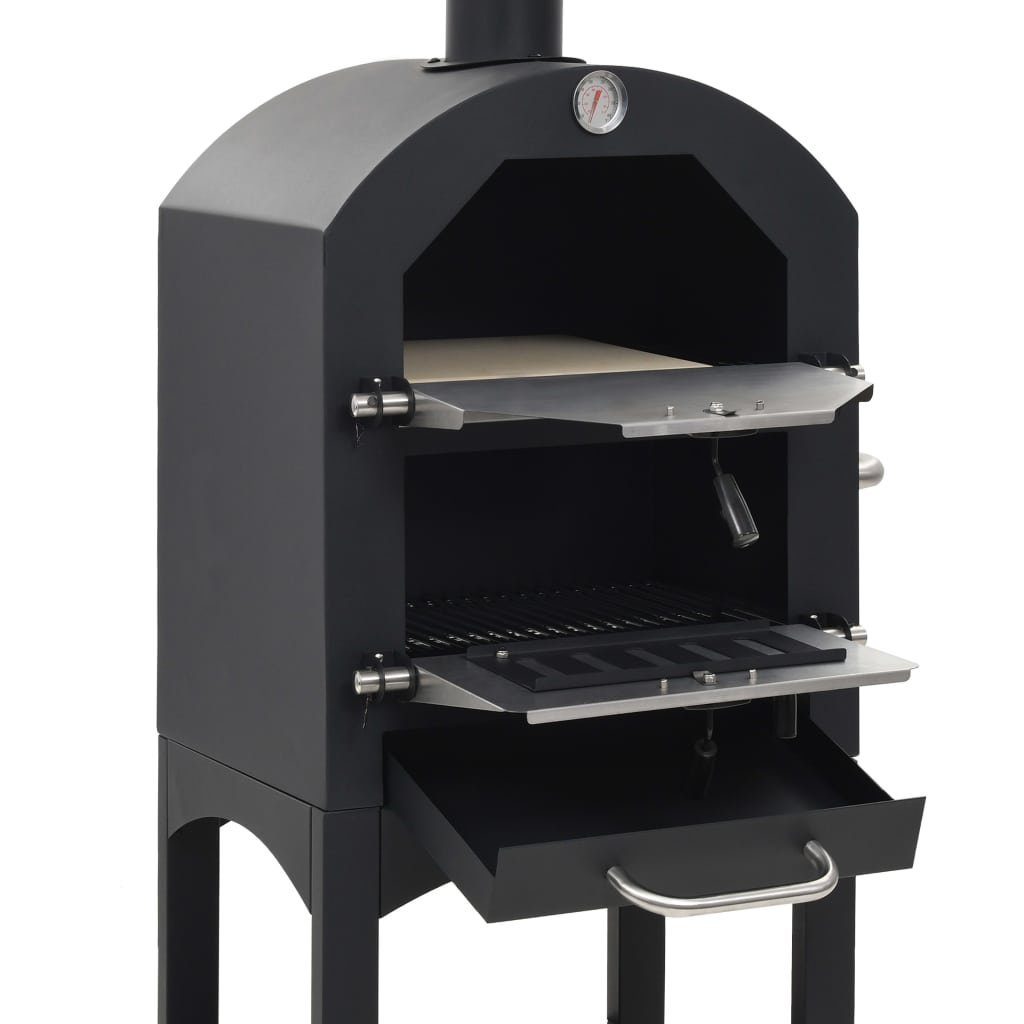 DOTMALL vidaXL Holzkohlegrill Garten-Holzkohle-Pizzaofen mit Schamottstein