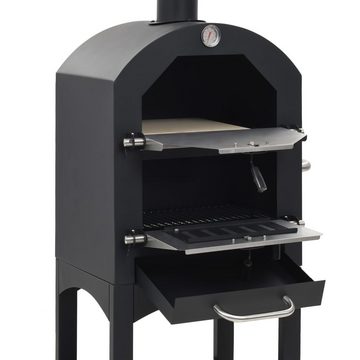 vidaXL Holzkohlegrill Garten-Holzkohle-Pizzaofen mit Schamottstein