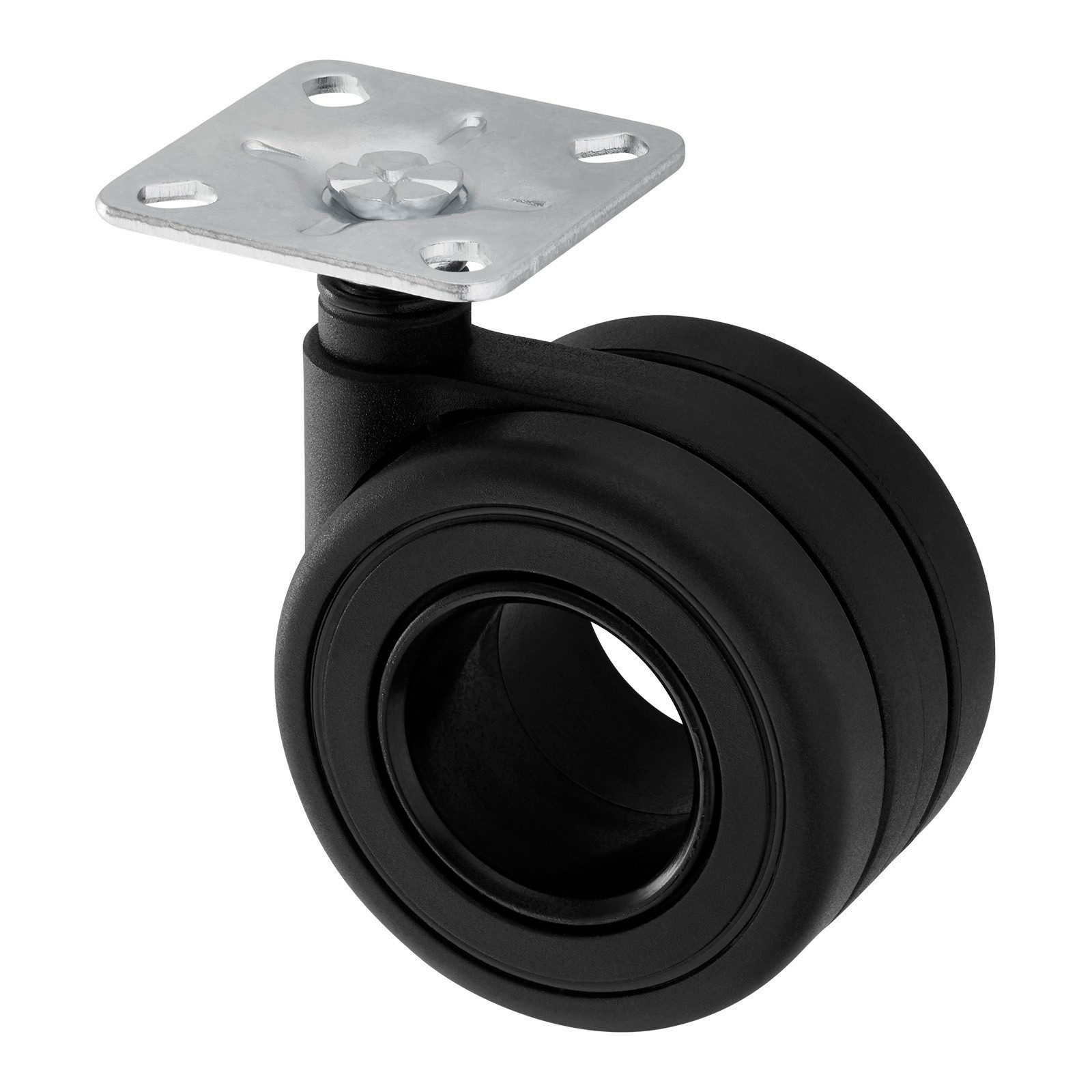SO-TECH® Möbelrolle Lenkrollen KÖLN Ø 65 mm belastbar bis 60 kg / St., (4-St), schwarz, ohne Bremse (Feststeller), inkl. Schrauben