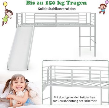 KOMFOTTEU Kinderbett Eisenbett, mit Rutsche, 198 x 96 cm
