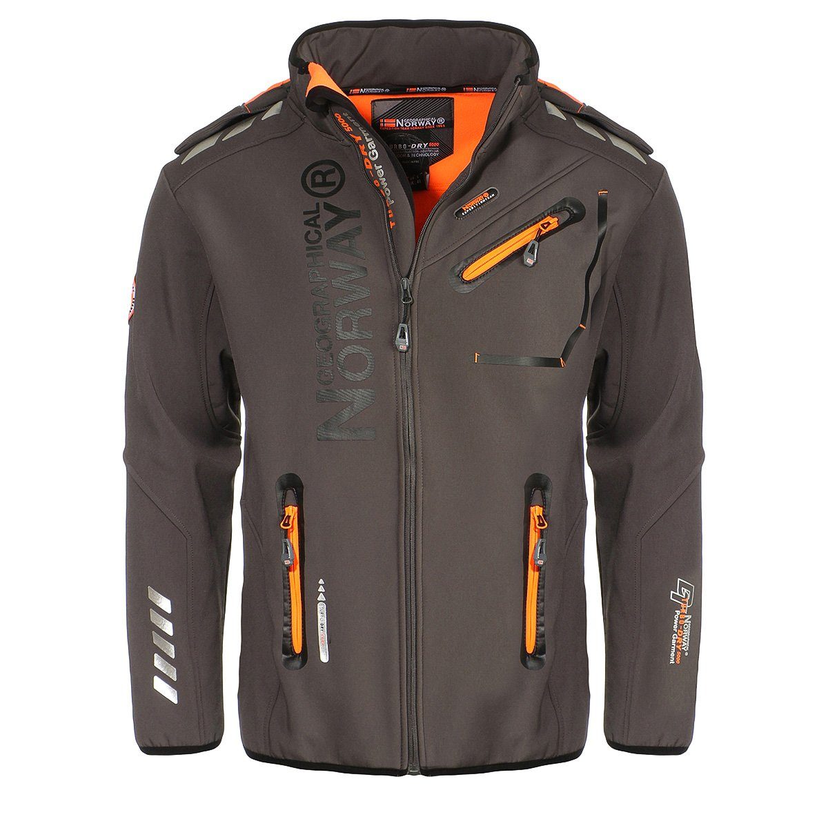 abnehmbarer Grau Herren mit Übergangsjacke, / Geographical Norway Jacke Sport by Kapuze, Orange Softshelljacke Windbreaker, Norway Softshelljacke Wander leyoley Geographical G-River