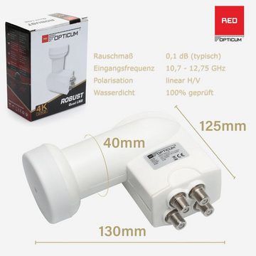 RED OPTICUM Robust Quad LNB Universal-Quad-LNB (Hitze- & kältebeständig, 0.1dB Rauschmaß, ausziehbarer Wetterschutz)