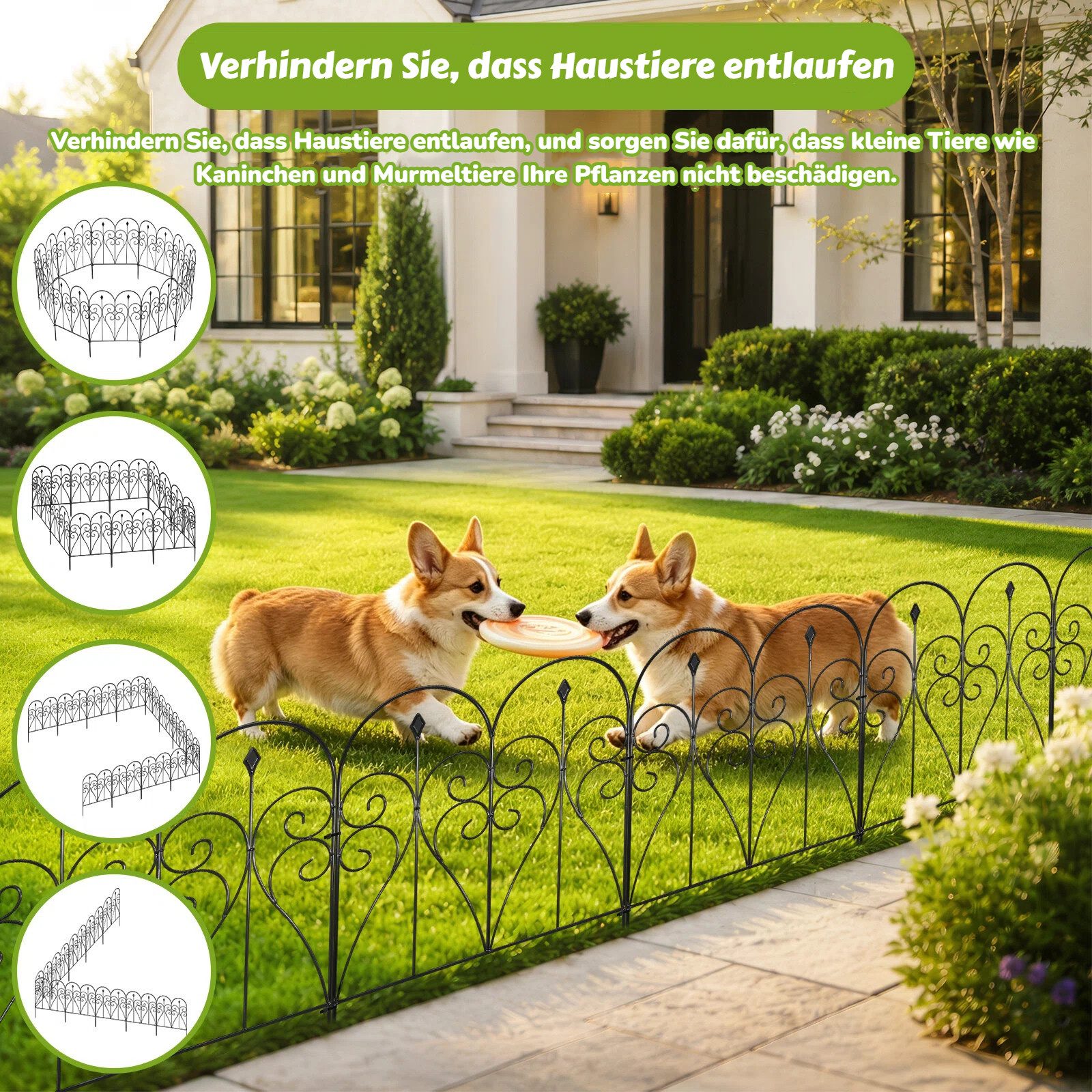 BlingBin Gartenzaun 5/10 Stück Dekorativer Metallzaun für Garten, 81x60 cm Blumenzaun, (5er Set, 5-St., Gartenbegrenzung, Drahtzaun, Außenzäune), Outdoor Gartenpaneel für Terrasse & Blumenbeet, Rostfrei Tierbarriere