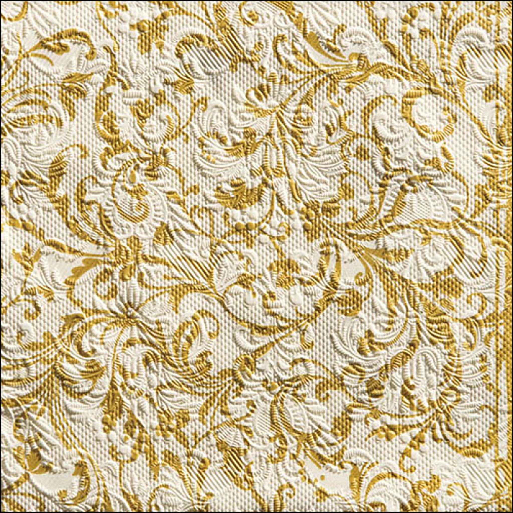 Ambiente Luxury Paper Products Papierserviette, Servietten Papier 33x33cm Elegance geprägt 15 Stück Creme / Gold