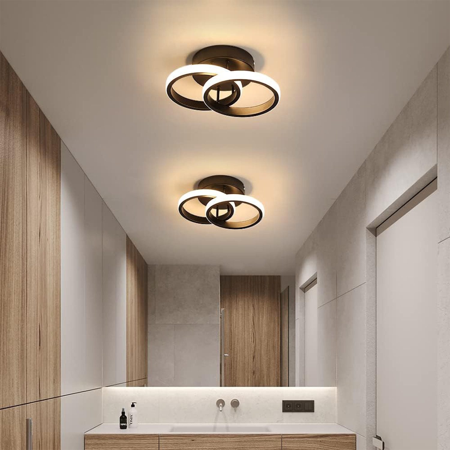 Forrlite Deckenleuchten LED Dimmbar Deckenleuchte 3-Farbige Decken-Lampe, LED fest integriert, Warmweiß, Neutralweiß, Kaltweiß, Wohnzimmer Flur Eingang