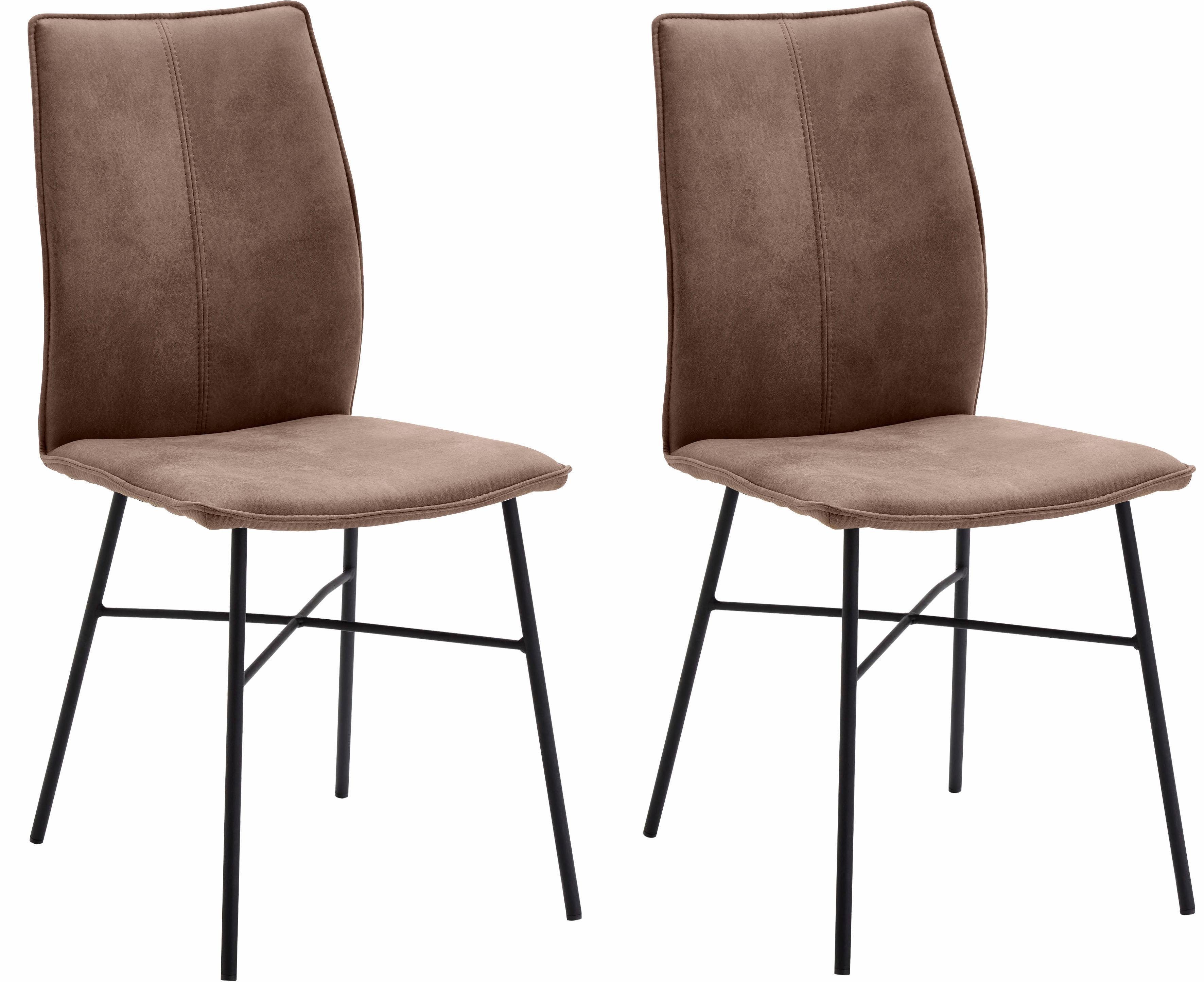 NIEHOFF SITZMÖBEL 4-Fußstuhl Capri (Set, 2 St), Bezug in Microfaser oder Leder, Stativgestell aus Eisen