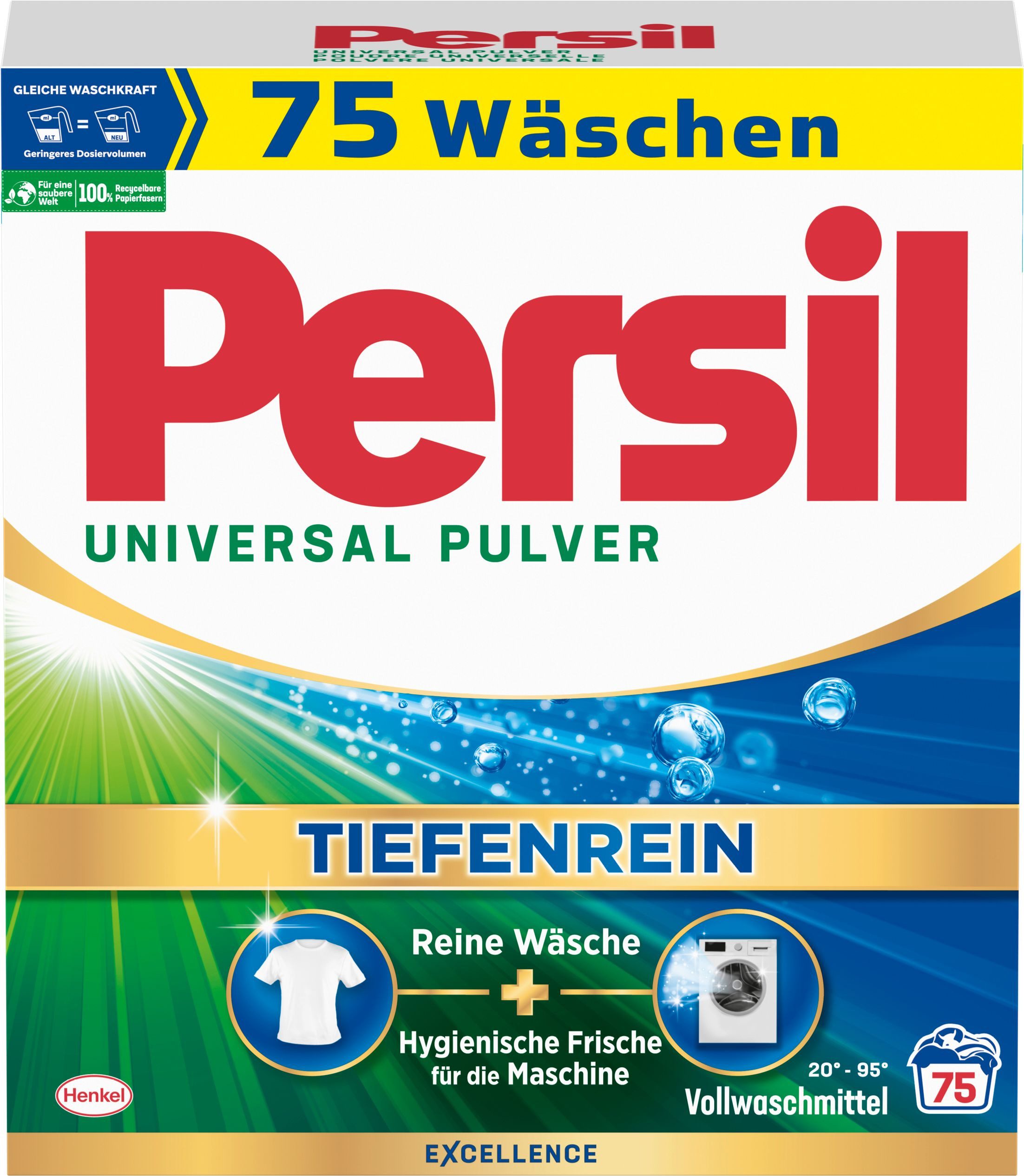 Persil Universal Pulver Tiefenrein 4,5kg Vollwaschmittel (1-St. 75 Waschladungen für reine Wäsche und hygienische Frische für die Maschine)