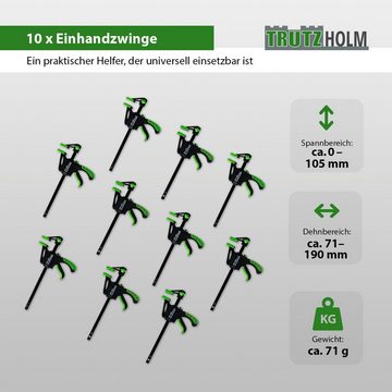 TRUTZHOLM Schraubzwinge 10er Set Einhandzwingen 35x105 mm, (Set)