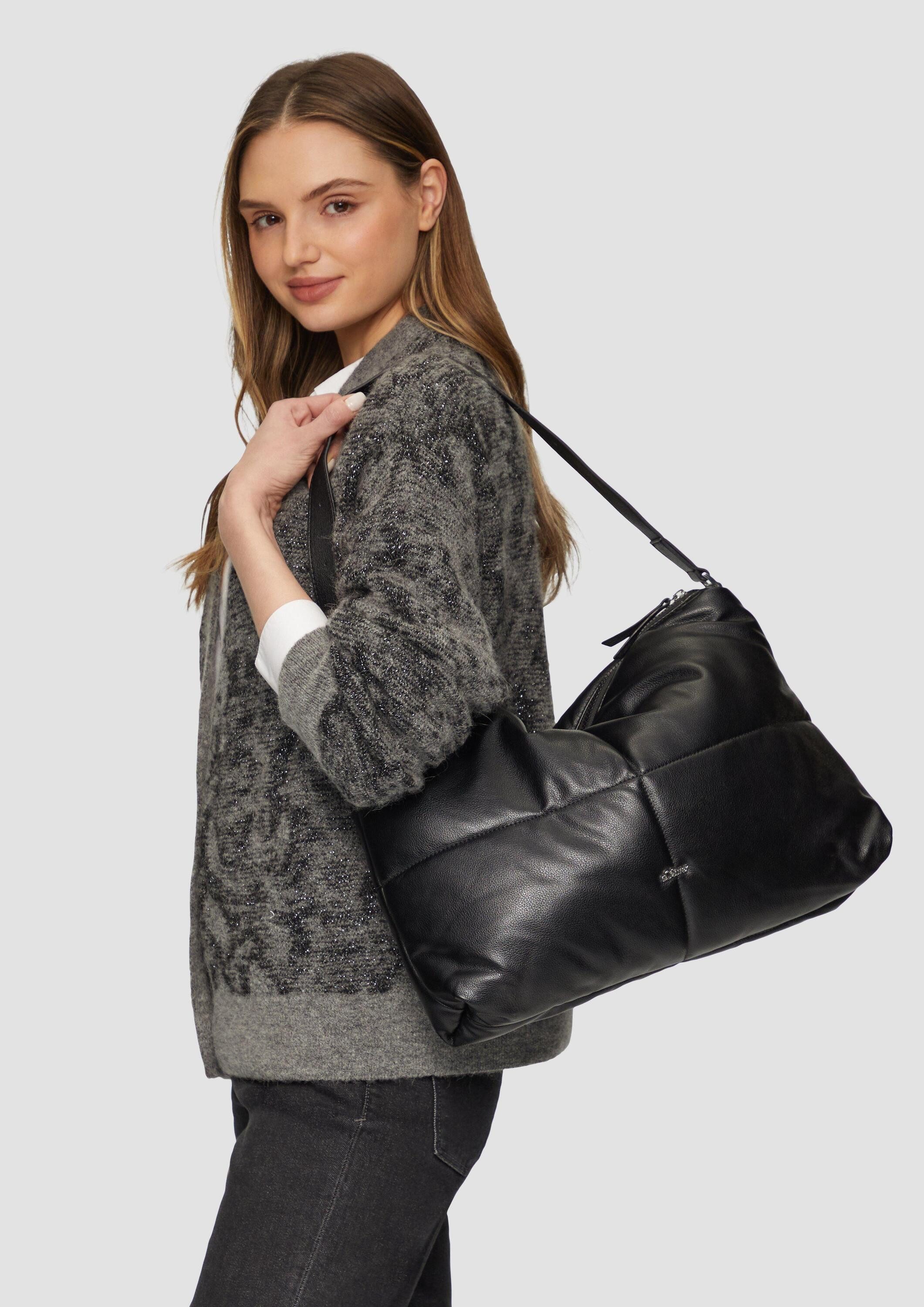 s.Oliver Schultertasche Tasche, Gesteppte Hobo-Bag in Glattleder-Optik