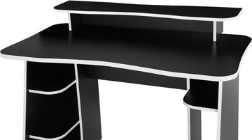 INOSIGN Gamingtisch GAME, Computertisch, Schreibtisch, Towerfach, Monitoraufsatz, ergonomisch geschwungene Tischplatte, Breite 120 oder 150 cm