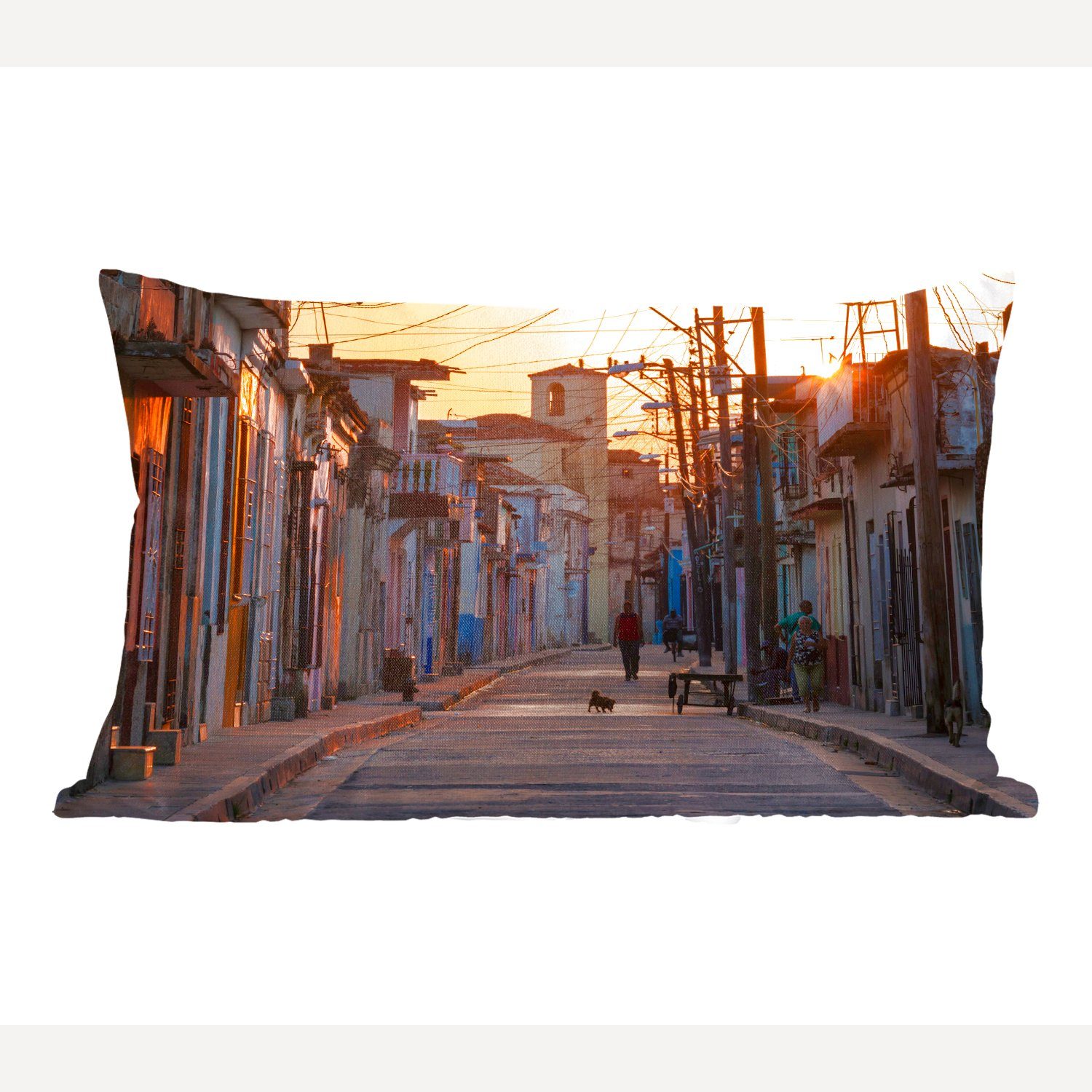 MuchoWow Dekokissen Sonnenaufgang über der Straße von Camaguey im nordamerikanischen Kuba, Wohzimmer Dekoration, Zierkissen, Dekokissen mit Füllung, Schlafzimmer