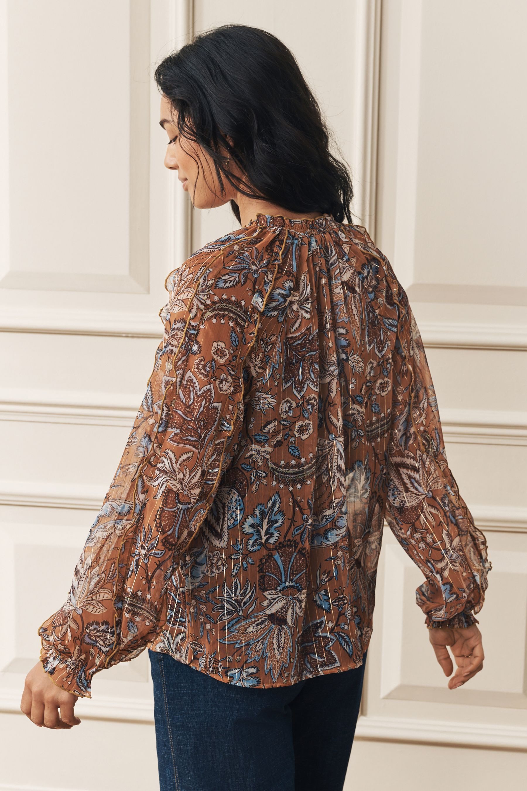 LAURA ASHLEY Chiffonbluse Laura Ashley Chiffonbluse mit Glitzer und Rüschen günstig online kaufen