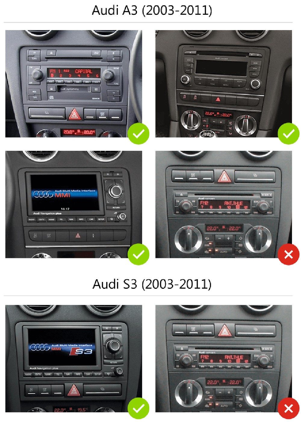 ESSGOO 7" Android 15 Für Audi A3 8P 2003-2012 S3 2006-2012 RS3 GPS Navi Autoradio (RDS, 2+64GB(optional), FM, DAB+ (optional), Wireless Carplay Android Auto Blu – Bild 5 von 5