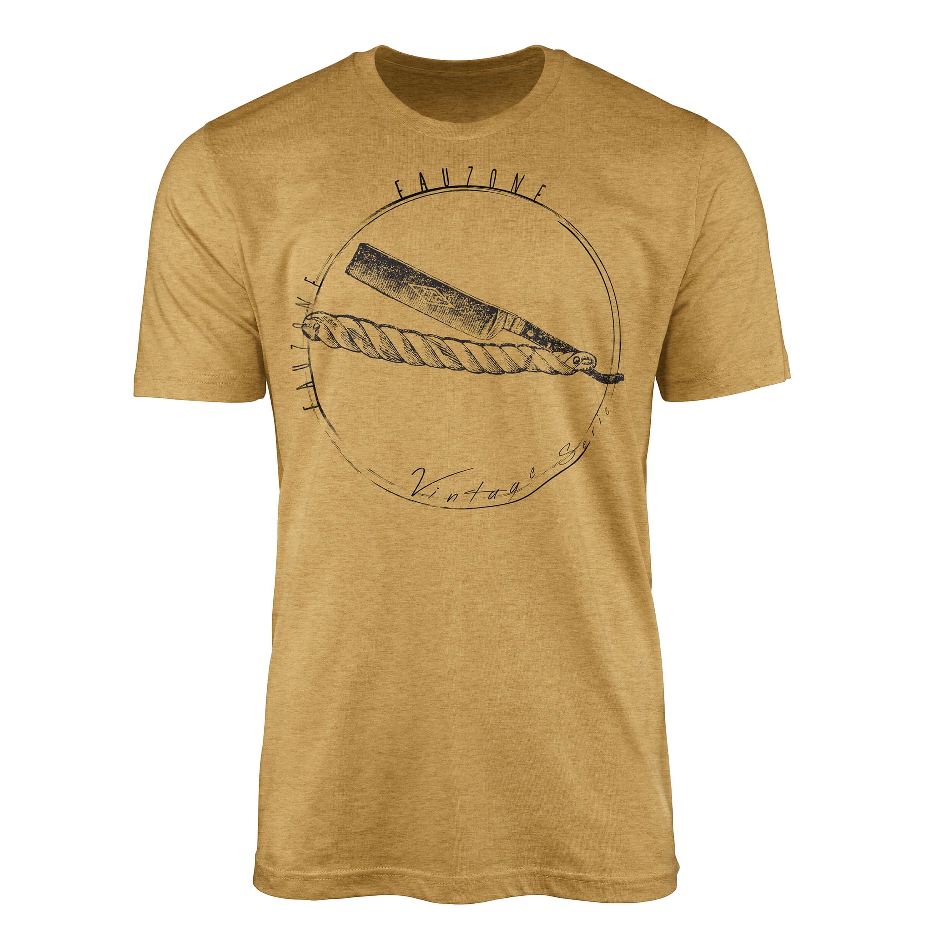 Sinus Art T-Shirt Vintage Herren T-Shirt Rasierklinge Antique Gold