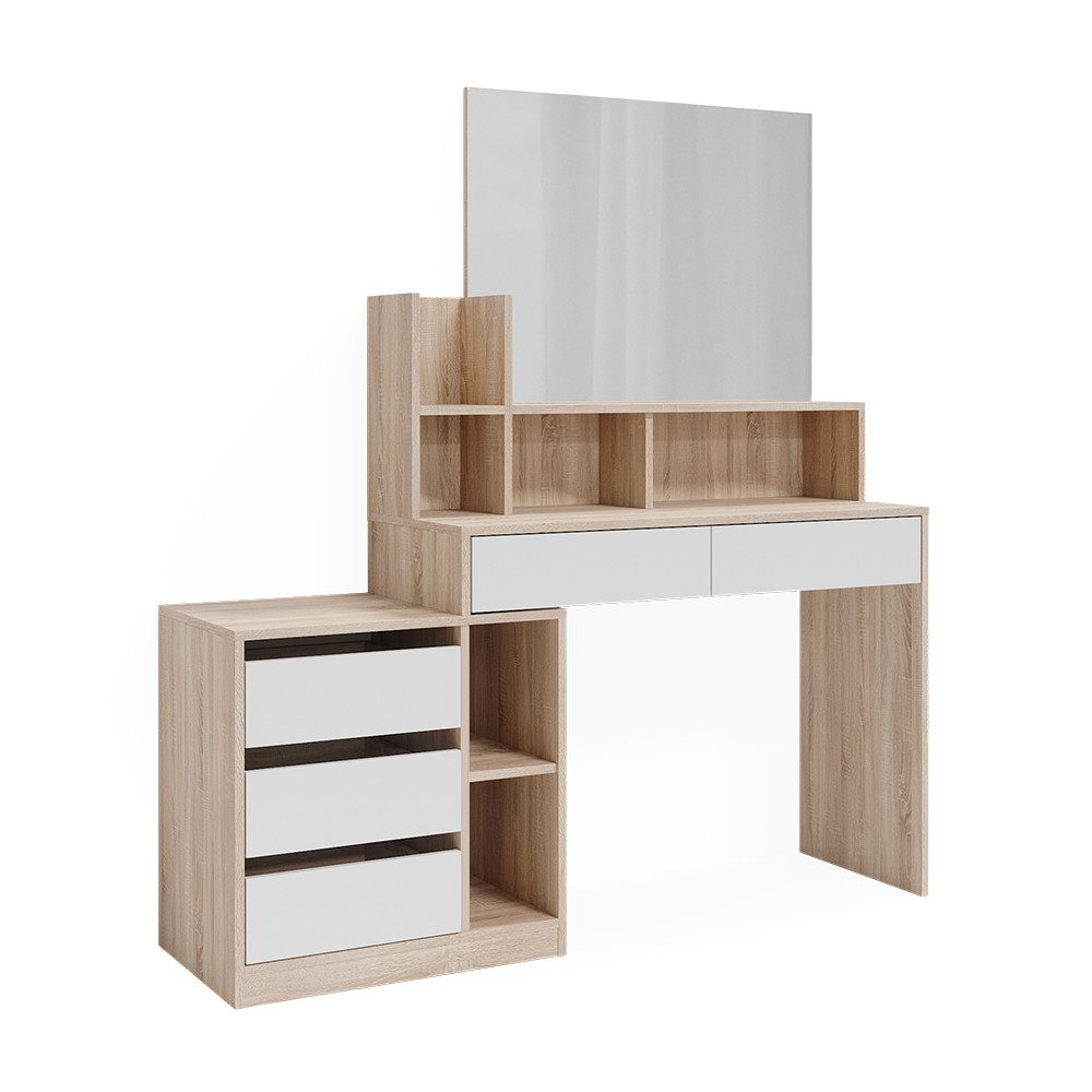 Vicco Schreibtisch Anja, Weiß/Sonoma, 139.8 x 40 cm mit Schubladen (1-St)