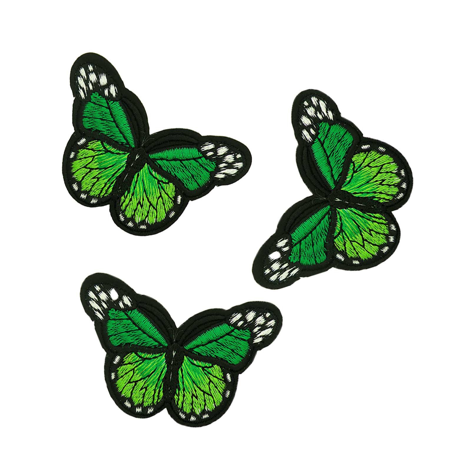 maDDma Aufnäher 3 Schmetterling Aufbügler, Applikation, 48x70mm, freie Farbwahl, dunkelgrau-grün