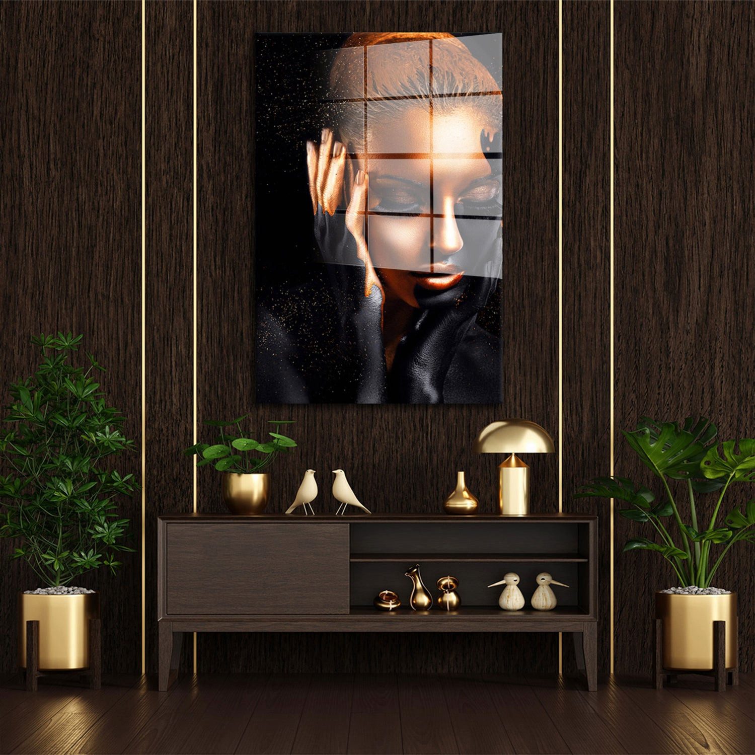 Artedinoi Acrylglasbild Frau Abstract Gold Edition Acrylglas Wandbild Bild Wanddeko Wohnzimmer