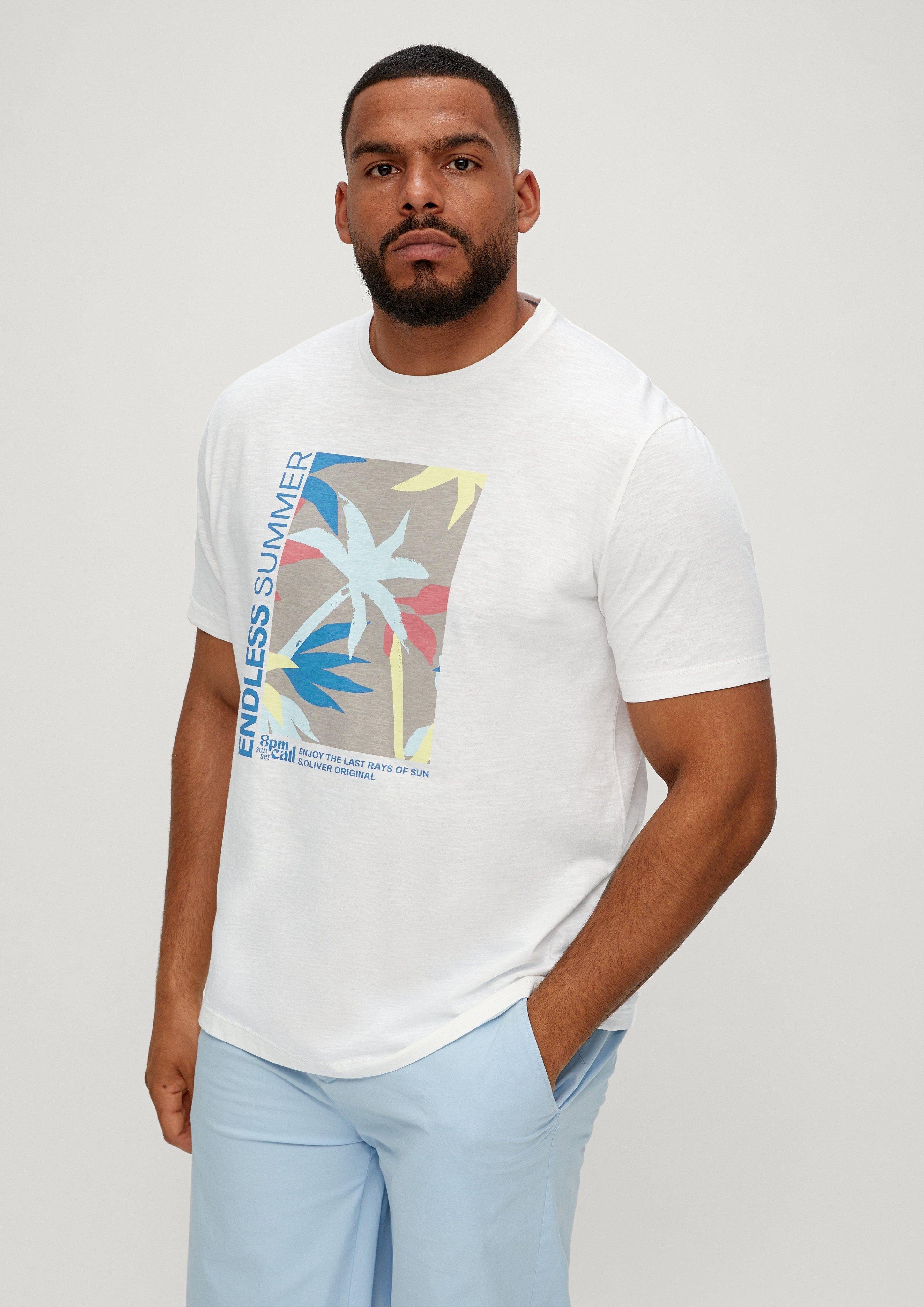 Kurzarmshirt weiß s.Oliver T-Shirt mit Frontprint