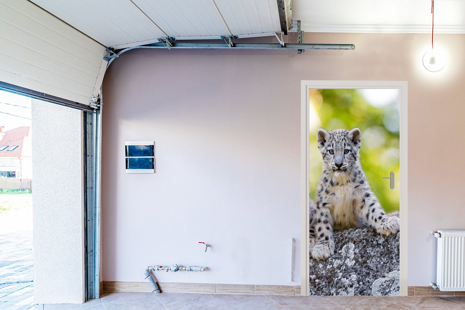 MuchoWow Türtapete Leopard - - Steine, St), bedruckt, Fototapete 75x205 cm für (1 Tür, Matt, Türaufkleber, Jungtiere