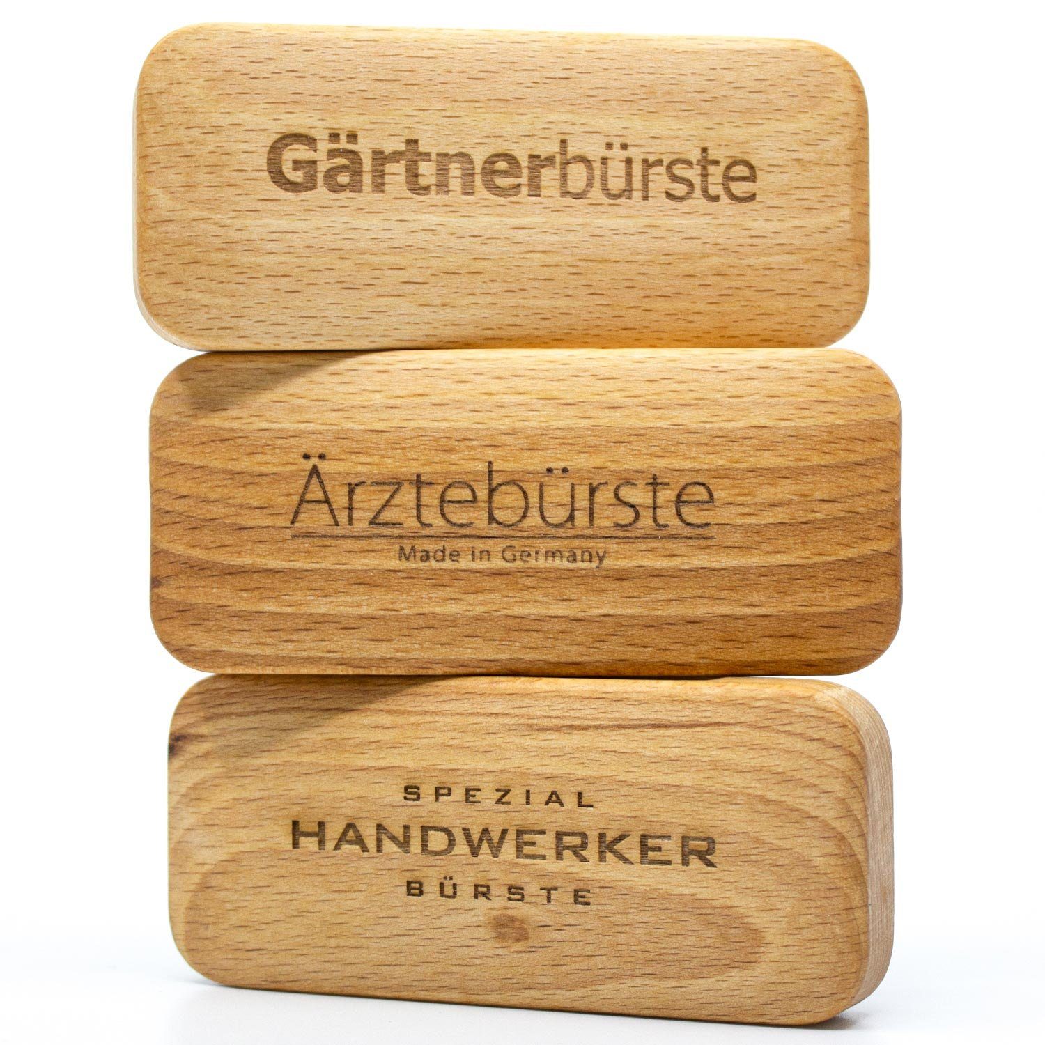 Landshop24 Nagelbürste Handwerkerbürste + Ärztebürste + Gärtnerbürste Wildschweinbürste, Spar-Set, 3-tlg., hochwertige nachhaltige Handbürste