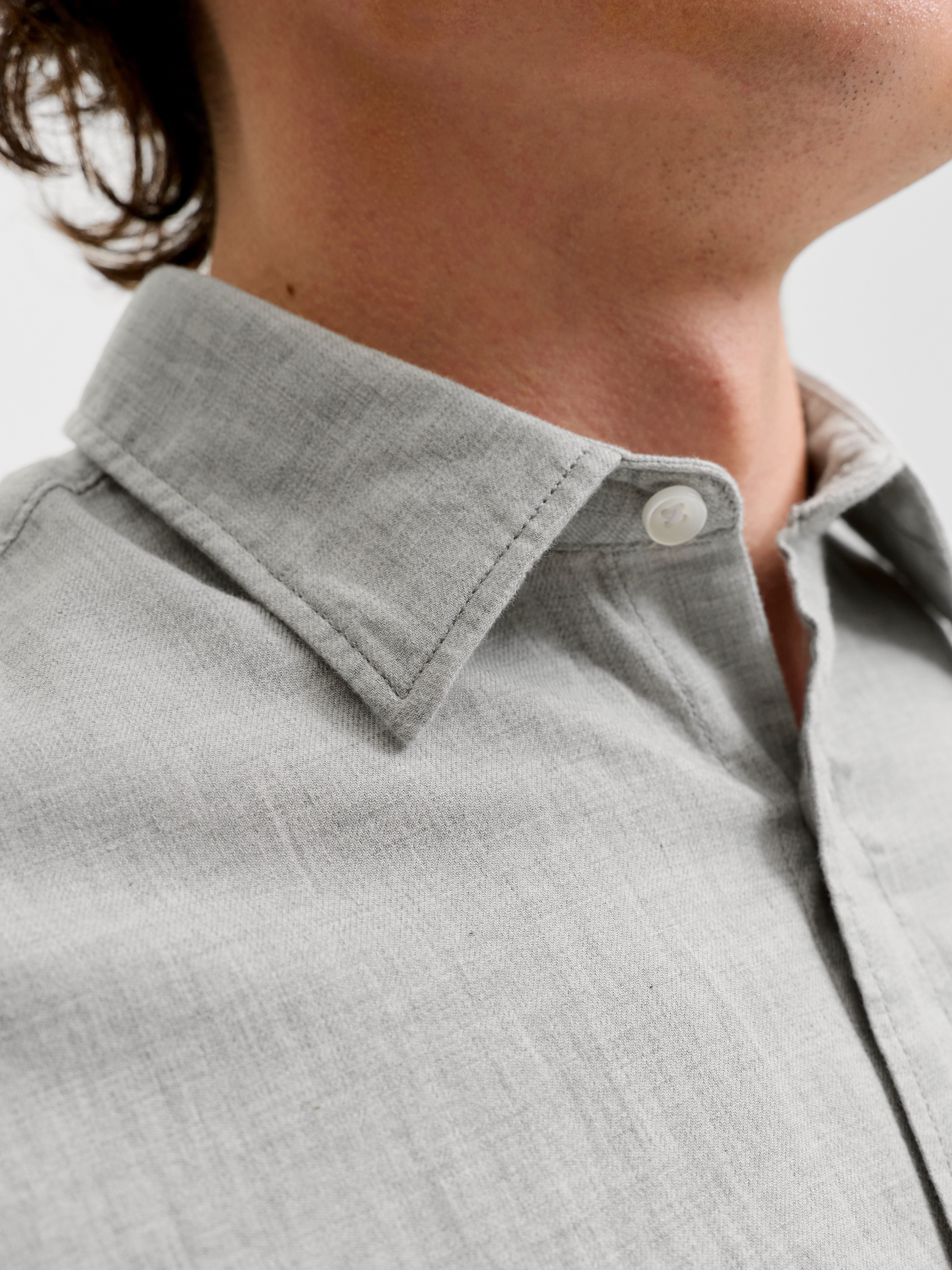 Jack & Jones Langarmhemd JJEFIELD MELANGE SHIRT LS SN Baumwolle, normal geschnitten – Bild 3 von 5