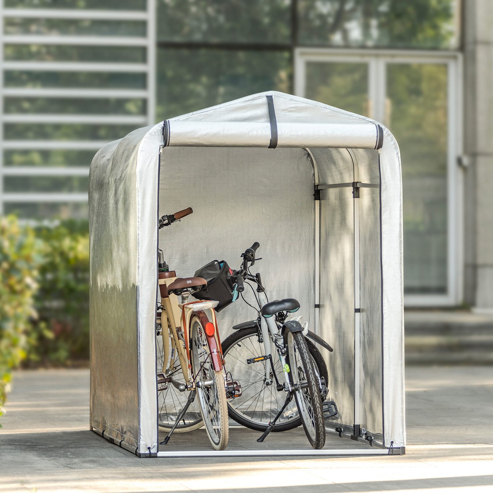 SoBuy Gerätehaus KLS11, Fahrradschuppen für Regenschutz Terrasse Motorrad Garage, Fahrradgarage Geräteschuppen Fahrradgarage, UV-Schutz Regenschutz