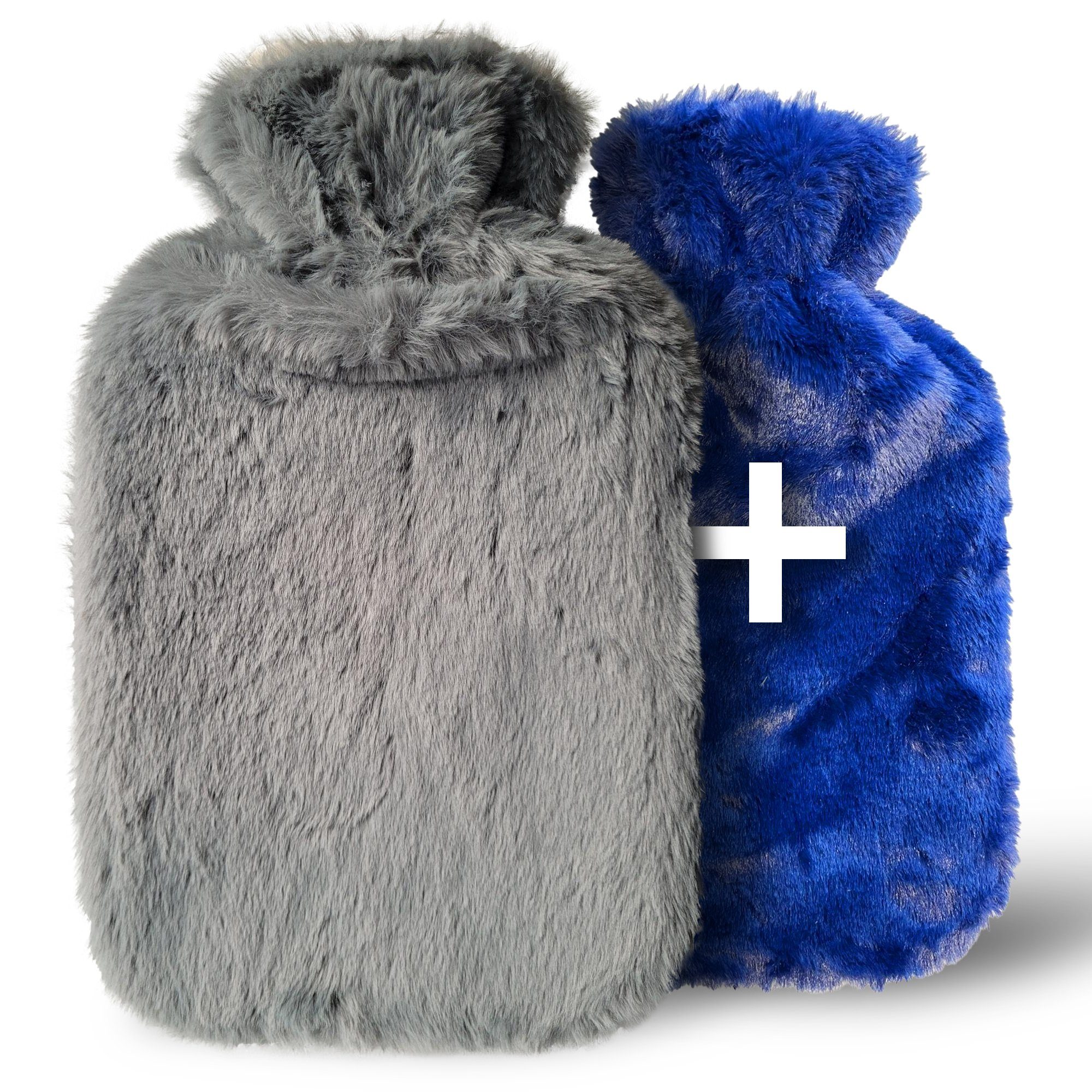 IEA Medical Wärmflasche 2L mit 2x weich flauschigem Bezug, kuschelige Wärmflasche, (Komplettset, Set), große Bettflasche, zur Schmerzlinderung & Warm-/Kalttherapie, BPA-Frei