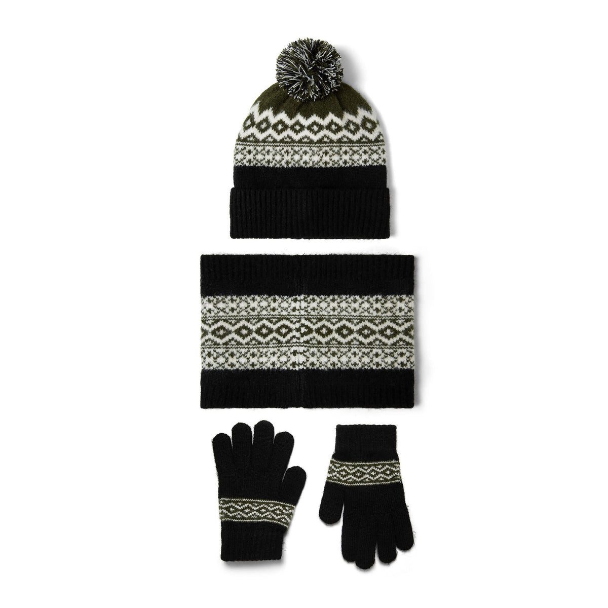 MINOTI Mütze & Schal für Jungen, Winterset mit Loop und Handschuhen (Set, 3-tlg., mit Loop-Schal und Handschuhen) im Rautenmuster