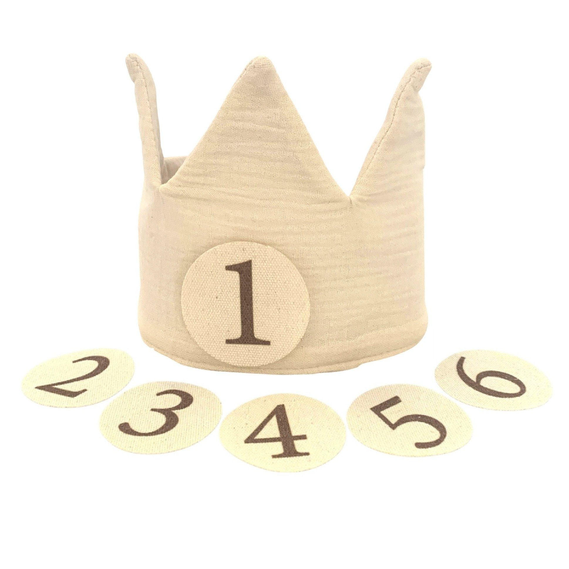 Zayno Schlupfmütze Geburtstagskrone "Krönchen" aus Baumwolle in Beige