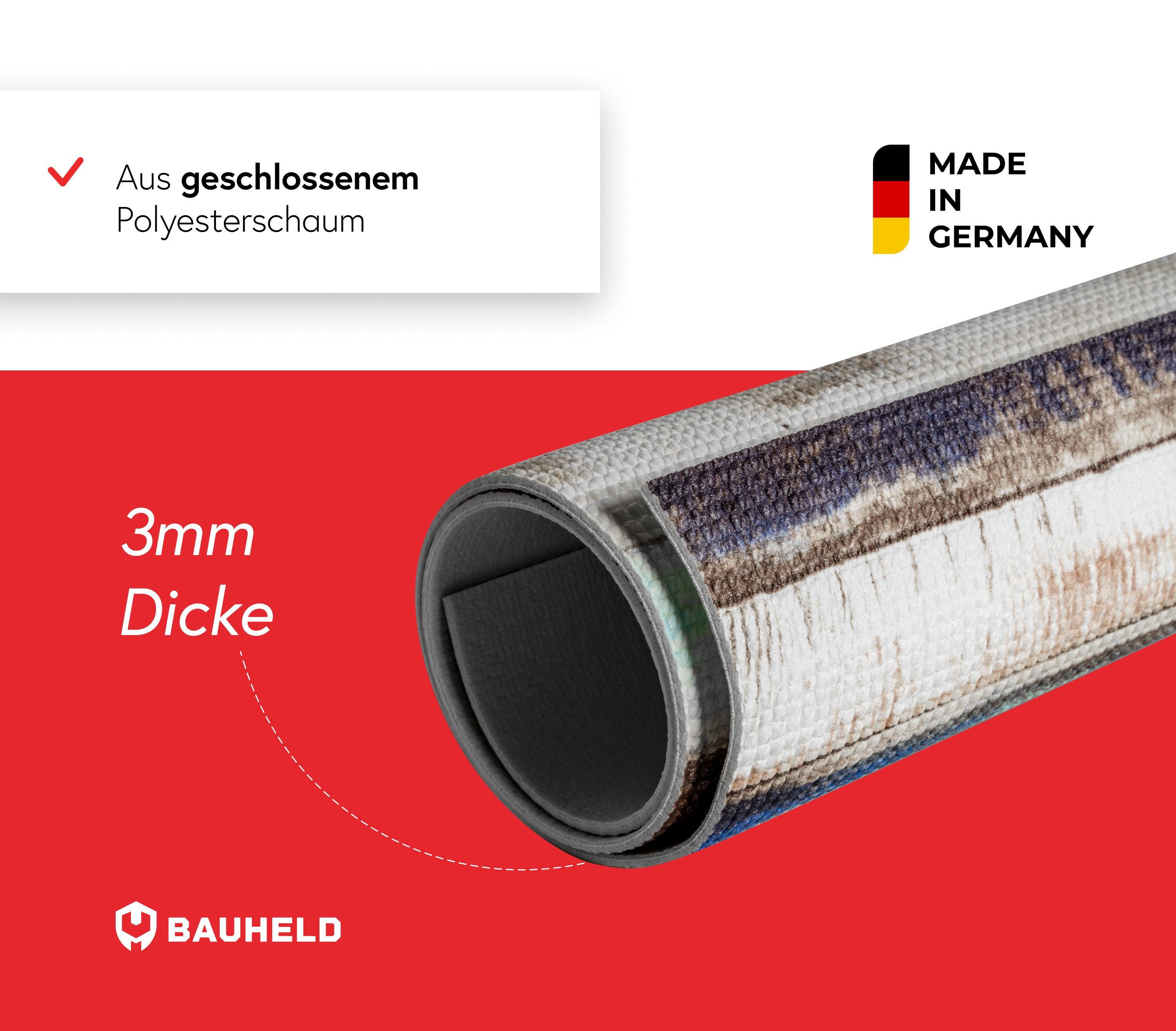 BAUHELD Antirutschmatte Waschmaschine [Made in Germany], 60x60 cm, Waschmaschinenauflage mit Vinyl-Beschichtung, Als Waschmaschinenbezug, Waschmaschinenabdeckung, Auch für Trockner