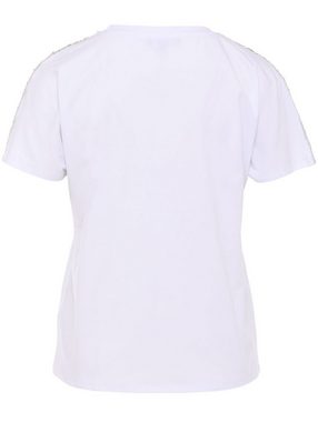 Christian Materne T-Shirt Kurzarmshirt koerpernah mit aufwendiger Glitzer- und Strassapplikation