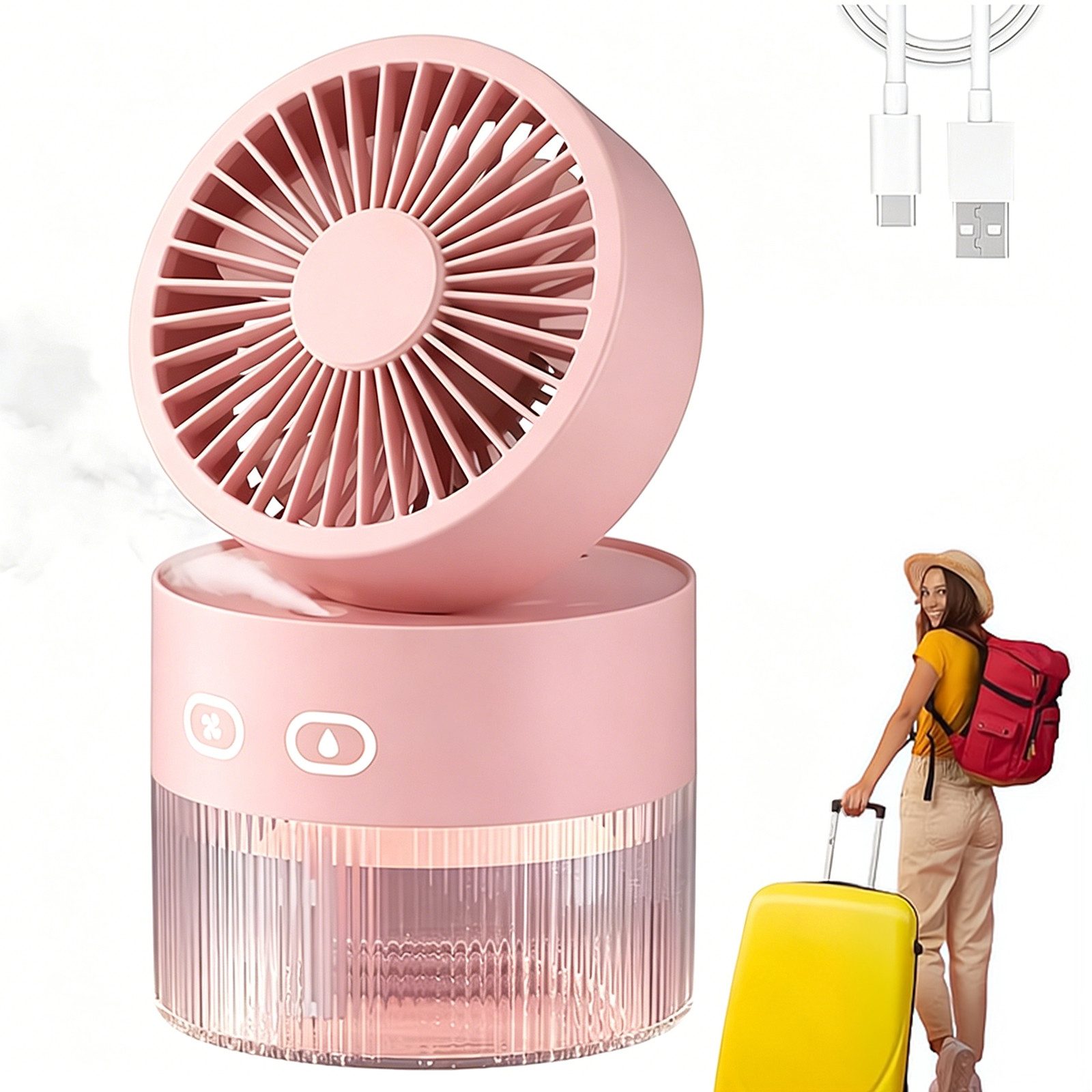 MOPUEA Mini USB-Ventilator Tragbarer Nebelventilator, USB-Aufladung, faltbarer, persönliche Wasserkühlung, Haushaltsventilatoren für Reisen im Freien