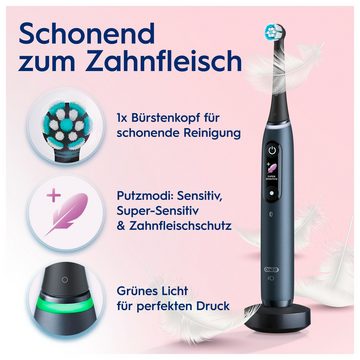 Oral-B Elektrische Zahnbürste iO 8, Aufsteckbürsten: 2 St., mit Magnet-Technologie, 6 Putzmodi, Farbdisplay & Reiseetui