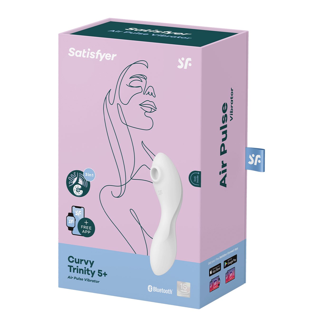 mit 5 'Curvy Connect cm, Satisfyer Satisfyer 3 Motoren), Trinity App, (16,5 (1-tlg) App' weiß Klitoris-Stimulator